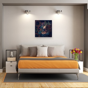 Tablou canvas - Reincarnare, Mecanism, Fata, Fantezie, Mecanic, Ceas, 90 x 90 cm - Img 3