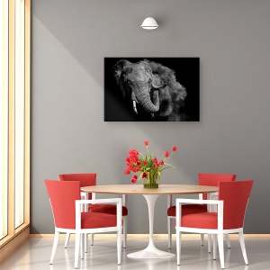 Tablou canvas - Salbatic, Elefant, Salbatic, Kenya, Alb-Negru, Safari, 80 x 120 cm - Img 4