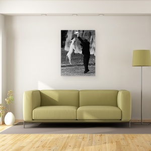 Tablou canvas - Sarind Cu Prietenul Meu, Caine, Pet, Palarie, Om, 50 x 70 cm - Img 2