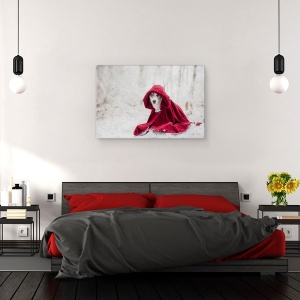 Tablou canvas - Scufita Rosie In Timpul Iernii, Portret, Caine, Rosu, 60 x 90 cm - Img 3