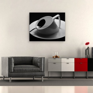 Tablou canvas - Scufundare, Ceasca De Ceai, Lingura, Tacamuri, Cafenea, Bucatarie, 60 x 75 cm - Img 2
