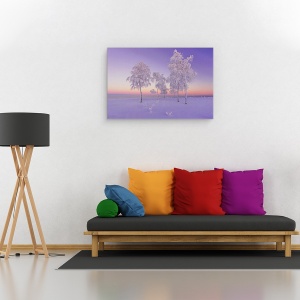 Tablou canvas - Seara De Ianuarie, Iarna, Inghet, Copaci, Zapada, Rece, 80 x 120 cm - Img 2