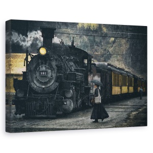 Tablou canvas - Sfarsitul Liniei, Tren, Abur, Locomotiva, Vest, 60 x 90 cm