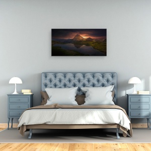 Tablou canvas - Sfarsitul Zilei, Peisaj, Soare, Nori, Cer, Munte, Apus, 50 x 100 cm - Img 3