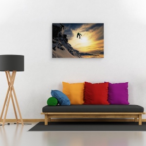 Tablou canvas - Snowboard In Apus, Zapada, Munti, Extrem, Sport, 60 x 90 cm - Img 2