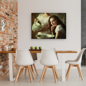 Tablou canvas - Spalarea Parului, Portret, Vintage, Retro, Portelan, Tonifiat, 50 x 70 cm - Img 4