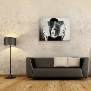 Tablou canvas - Stop, Maini, Detinere, Fata, Hartie, Imprimare, 50 x 70 cm - Img 2