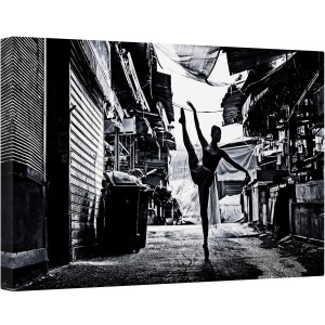 Tablou canvas - Strada, Performanta, Alb-Negru, Alee, Balet, Balerina, 40 x 60 cm