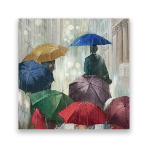 Tablou Canvas - Strada, Ploaie, Umbrela, 60 x 60 cm