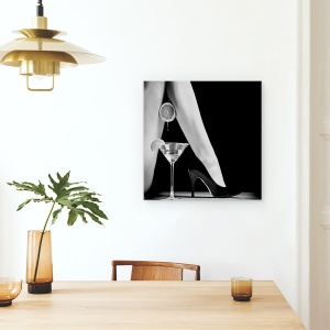 Tablou canvas - Strange, Picioare, Cocktail, Portocaliu, Lamaie, Bar, 90 x 90 cm - Img 4