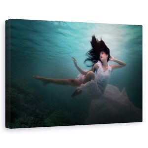 Tablou canvas - Sub Mare, Sub Apa, Rochie, Flux, Alb, 60 x 90 cm