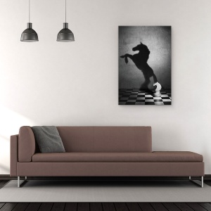 Tablou Canvas - Sufletul Unui Mustang, Mustang, Cal, sah, Umbra, Alb-Negru, 80 x 120 cm - Img 2