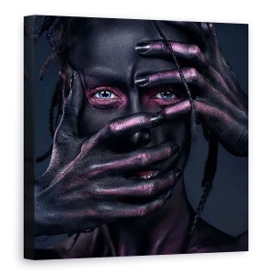 Tablou Canvas - Tacerea, Portret, Studio, Maini, Fata, Make Up, 60 x 60 cm