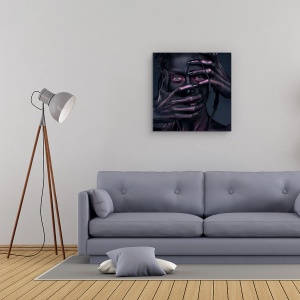 Tablou Canvas - Tacerea, Portret, Studio, Maini, Fata, Make Up, 60 x 60 cm - Img 2