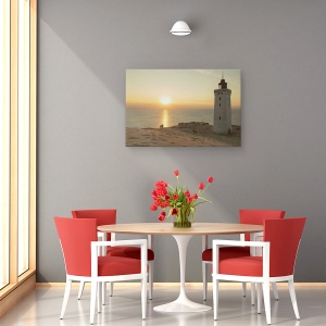 Tablou canvas - Timp De Vara, Soare, Apus De Soare, Far, Mare, Cuplu, 60 x 90 cm - Img 4