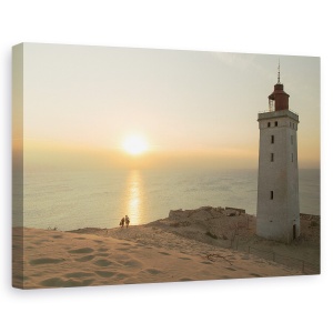 Tablou canvas - Timp De Vara, Soare, Apus De Soare, Far, Mare, Cuplu, 80 x 120 cm