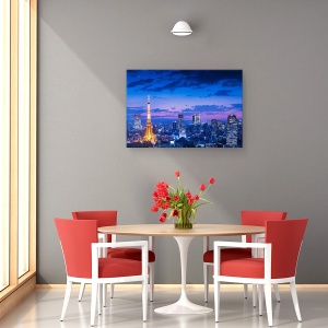 Tablou canvas - Tokyo - Vedere Nocturna, Noapte, Apus De Soare, Oras, Japonia, 80 x 120 cm - Img 4