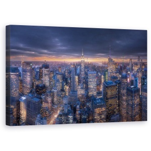 Tablou canvas - Top, Manhattan, Apus De Soare, Cer, Oras, Cladire, 50 x 80 cm