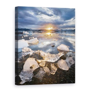 Tablou canvas - Transmisie, Jokulsarlon, Islanda, Apus De Soare, Soare, Ghetar, 75 x 100 cm