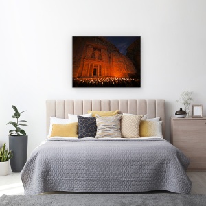 Tablou canvas - Treasury - Vedere Nocturna, Peisaj, Petra, Iordania, Trezorerie, Lumanari, 75 x 100 cm - Img 3