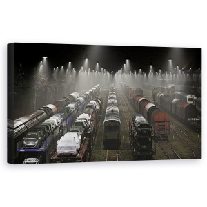 Tablou canvas - Trenuri, Danemarca, Iutlanda, Lumini, 50 x 100 cm