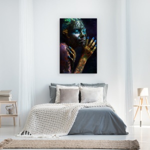 Tablou Canvas - Ulei & Peste, Portret, Fata, Ulei, Oameni, Femeie, 80 x 120 cm - Img 3