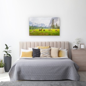 Tablou canvas - Un Sentiment Al Vremurilor Antice, Cerb, Yosemite, Caprioara, Grup, Salbatic, 50 x 80 cm - Img 3