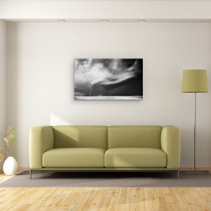 Tablou canvas - Urmarirea Furtunii, Tunet, Nor, Furtuna, Alb-Negru, 50 x 80 cm - Img 2