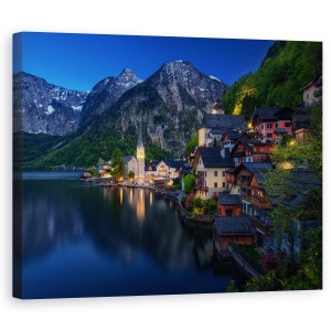 Tablou Canvas - Vedere Turistica, Peisaj, Hallstatt, Lac, Oras, Austria, Turism, 40 x 50 cm