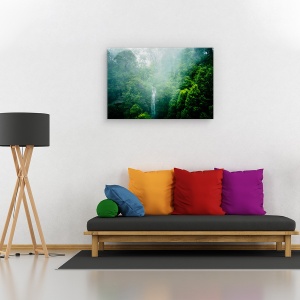 Tablou canvas - Verde, Peisaj, Cascada, Ploaie, Padure, 60 x 90 cm - Img 2