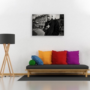 Tablou canvas - Viata Trista, Paris, Franta, Strada, Ochelari, Alb-Negru, 40 x 60 cm - Img 2