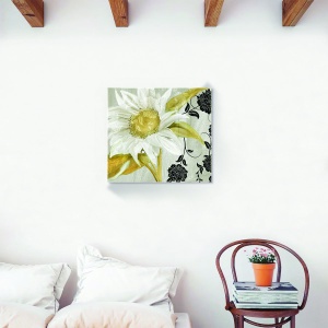 Tablou decorativ canvas vintage floral alb 60x60 cm