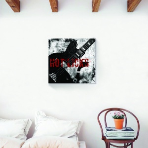 Tablou decorativ vintage chitară monocrom pe canvas 60x60 cm