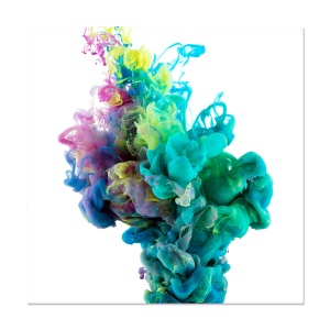 Tablou Canvas - Vopsea acrlilica in apa, Nori in culori, Fluid, Dinamic, Abstarct, 60 x 60 cm