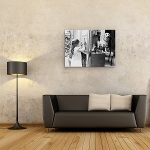 Tablou canvas - Zambiti, Va Rog, Strada, Alb-Negru, Animal Captiv, Caine, 50 x 70 cm - Img 2
