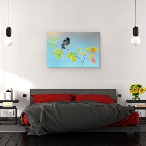 Tablou canvas - Zi De Iarna, Pasare, Frunza, Rece, 60 x 90 cm - Img 3