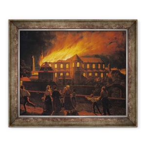 Tablou inramat - Abel Berger - Incendiu la Catedrala Cambrai, 50 x 60 cm