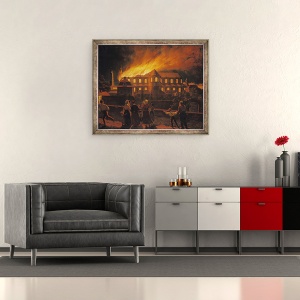 Tablou inramat - Abel Berger - Incendiu la Catedrala Cambrai, 50 x 60 cm - Img 2