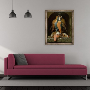 Tablou inramat - Abraham Mignon - Viata statica a pasarilor, 50 x 60 cm - Img 2