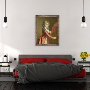 Tablou inramat - Adele Romany - Portretul unui Tanar Harpist, 70 x 90 cm - Img 3