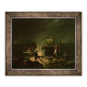 Tablou inramat - Adolphe Roehn - Bivouac al lui Napoleon I 1769-1821 pe campul de lupta de la Wagram, 5-6 iulie 1809, 70 x 85 cm