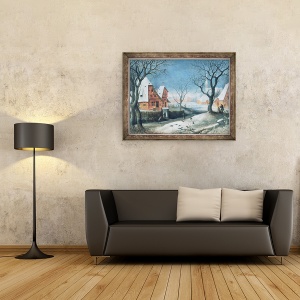 Tablou inramat - Adriaen van Stalbemt - Peisaj de iarna cu pasari, 60 x 80 cm - Img 2