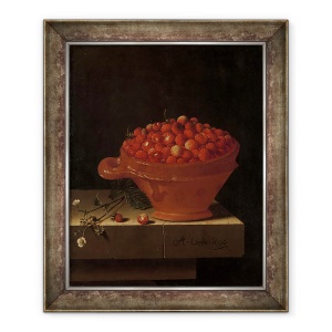 Tablou inramat - Adrian Coorte - Un castron de capsuni pe o plinta de piatra, 50 x 60 cm