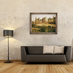 Tablou inramat - Adrien Dauzats - Palatul de Justitie, Conciergerie si Tour de lHorloge, 60 x 80 cm - Img 2