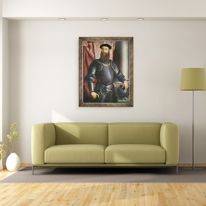Tablou inramat - Agnolo di Cosimo Bronzino - Portretul lui Stefano Colonna, general al lui Carol al V-lea, 60 x 80 cm - Img 2