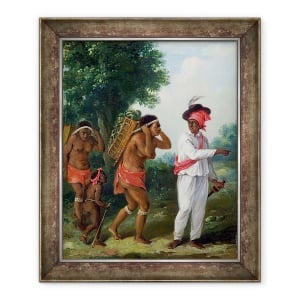 Tablou inramat - Agostino Brunias - Vest indian om de culoare, regia doua femei Carib cu un copil, 50 x 60 cm