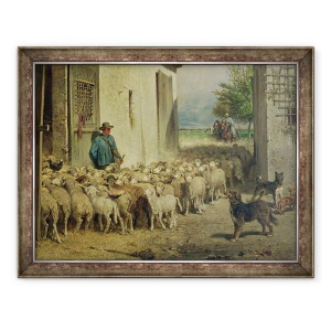 Tablou inramat - Albert Heinrich Brendel - intoarce-te la stana, 70 x 90 cm