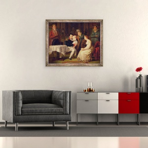 Tablou inramat - Alexandre Menjaud - Napoleon I 1769-1821 Marie Louise 1791-1847 si regele Romei 1811-73 1812, 70 x 85 cm - Img 2
