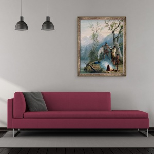 Tablou inramat - Alfred Jacob Miller - Prajirea coastei de cocoasa, 50 x 60 cm - Img 2