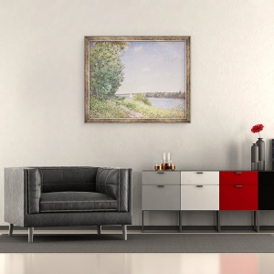 Tablou inramat - Alfred Sisley - Normandia, calea apei seara, Sahurs, 50 x 60 cm - Img 2